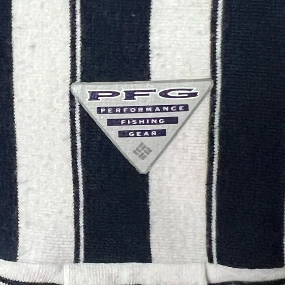 Columbia Omni-Wick Performance Navy, White & Lavender Striped U-Neck 3/4 Sleeve - Picture 9 of 10